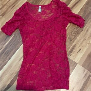 Color Story Fuchsia Lace Floral Top